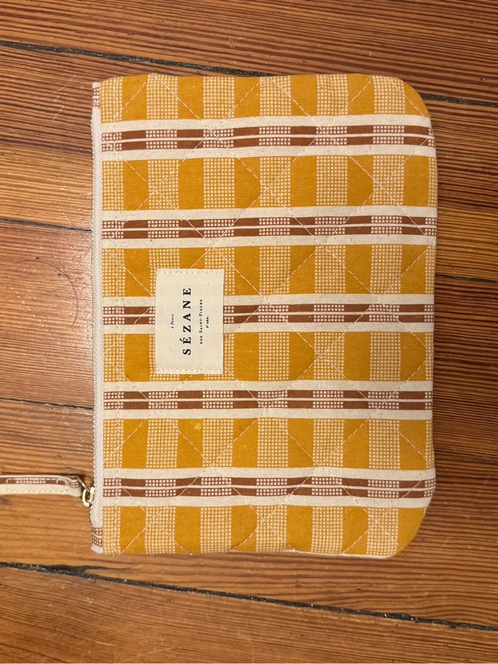 Sézane NEW Ochre Plaid Quilted Pouch